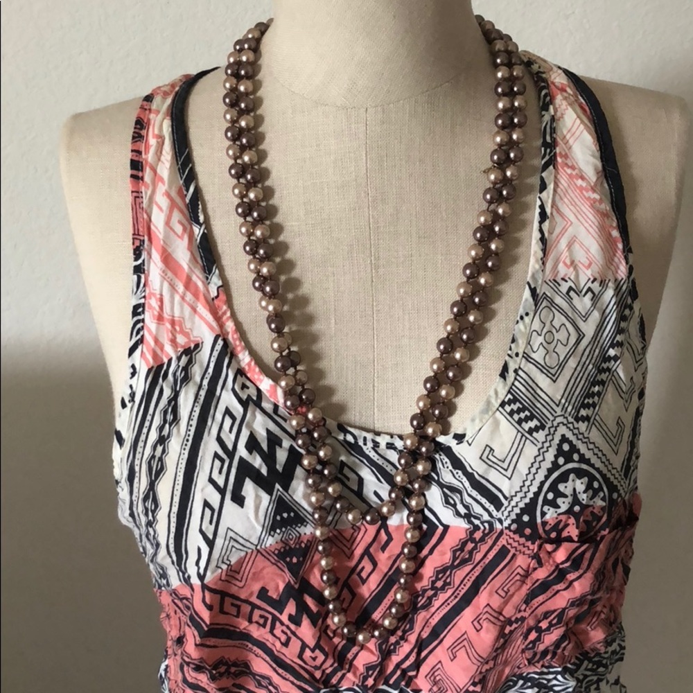 Rose & mauve fashion pearl necklace